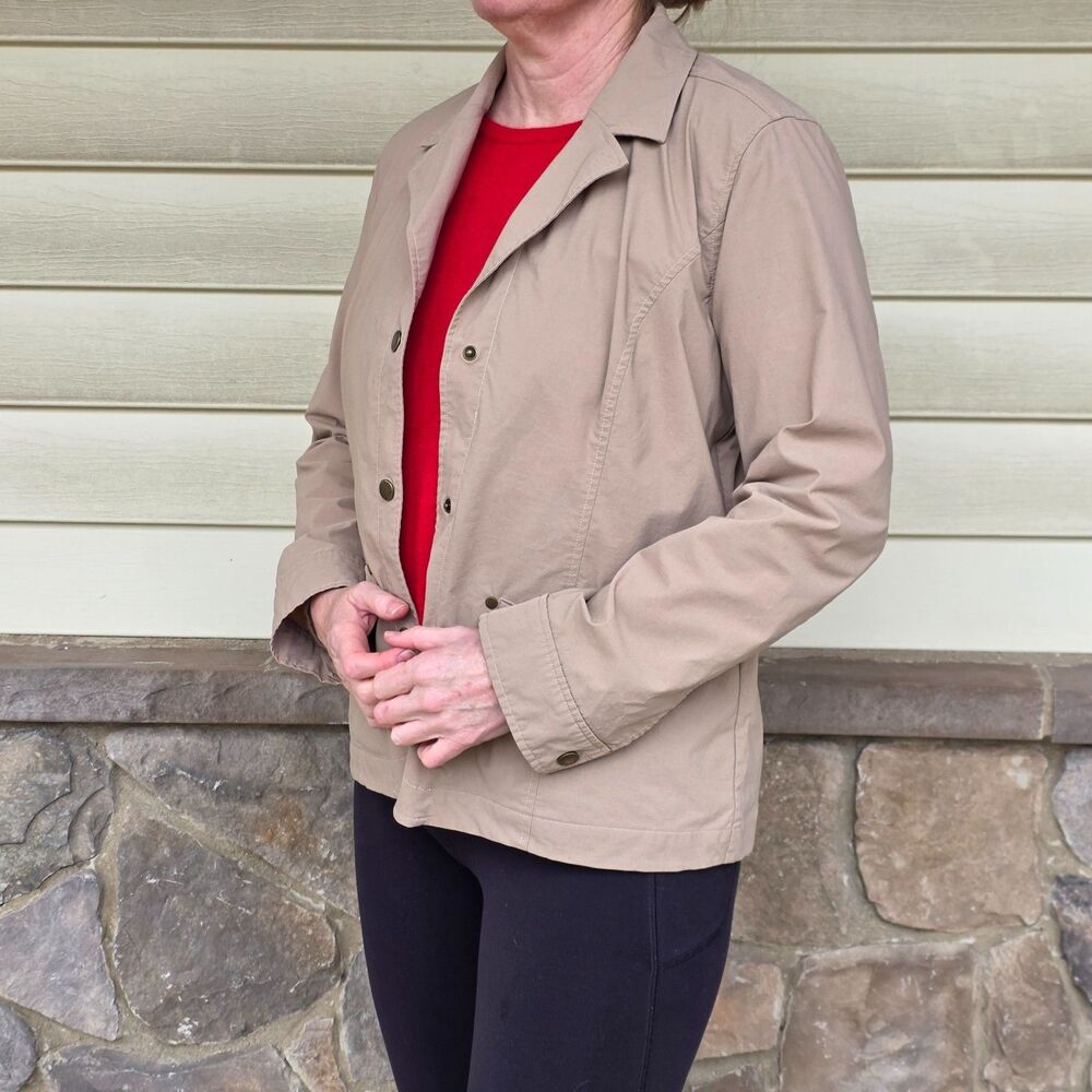 Orvis BlazerTan, Lightweight Snap Front Barn Coat Classic Style, Travel Jacket L